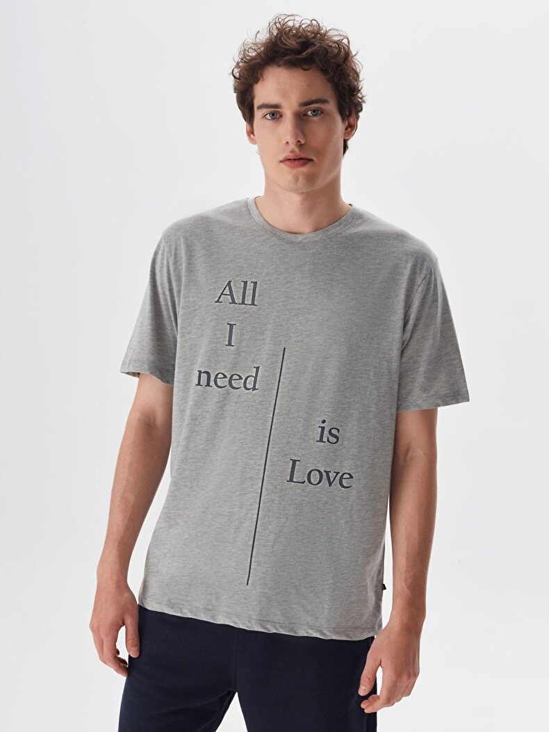 Print Written Grey T-shirt