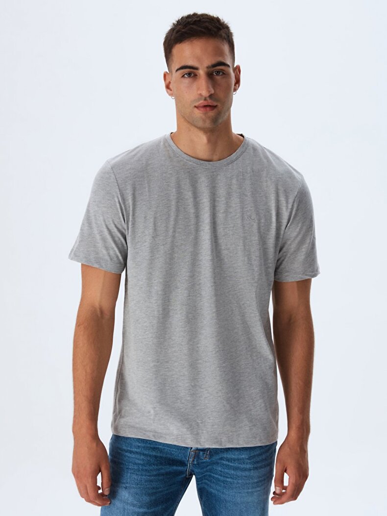 Crew Neck Basic Grey T-shirt