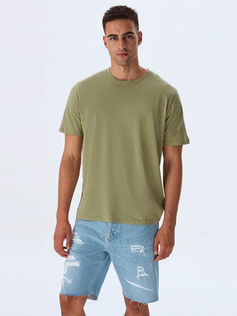 Crew Neck Basic Green T-shirt