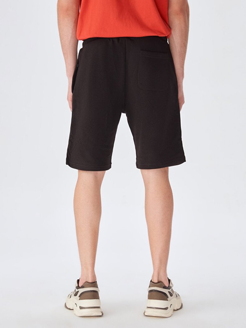 Waist Elastic With Pockets Black Shorts