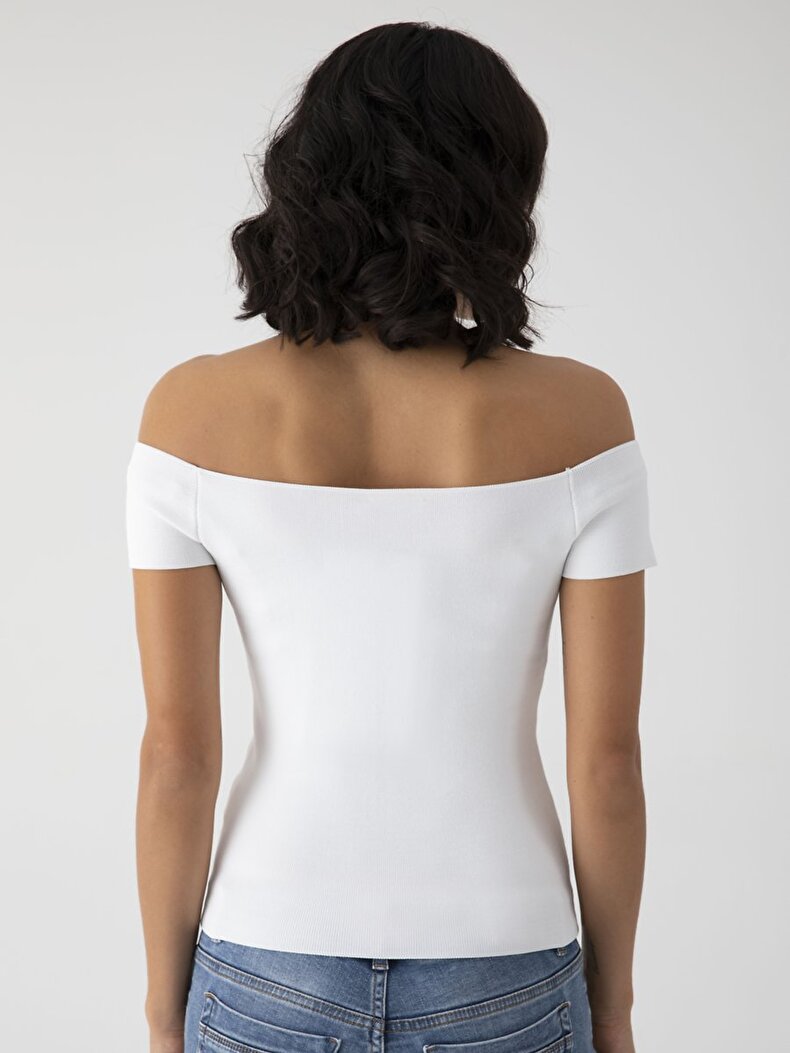 Off-shoulder Knitwear Weiss Unterhemd