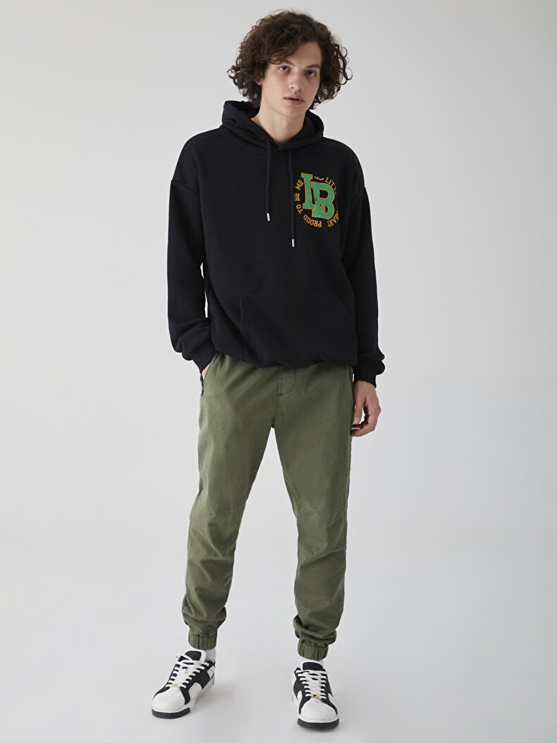 Slim Fit Jogger Waist Green Trousers