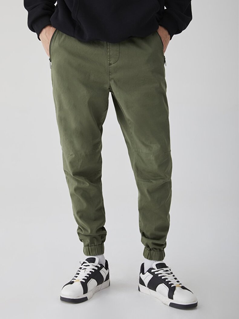 Slim Fit Jogger Bel Yeşil Pantolon