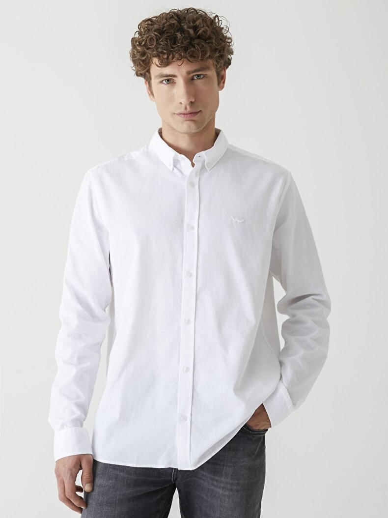 LTB Klasik Yaka Uzun Kollu Beyaz Gömlek. 2