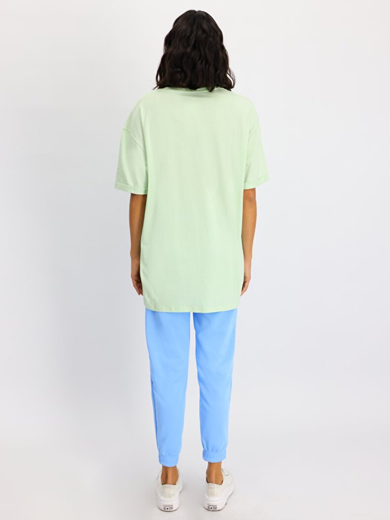 Oversized With Print Groen T-shi̇rt