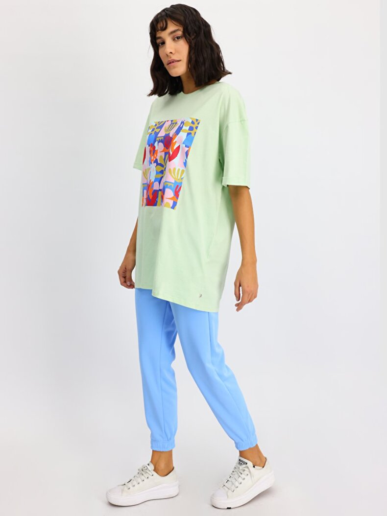 Oversized With Print Groen T-shi̇rt