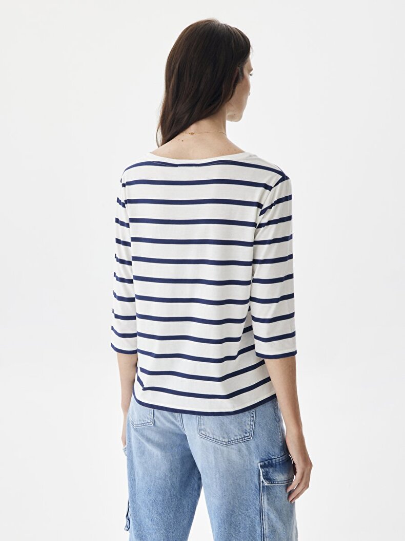 Striped Print Weiss Sweatshirt