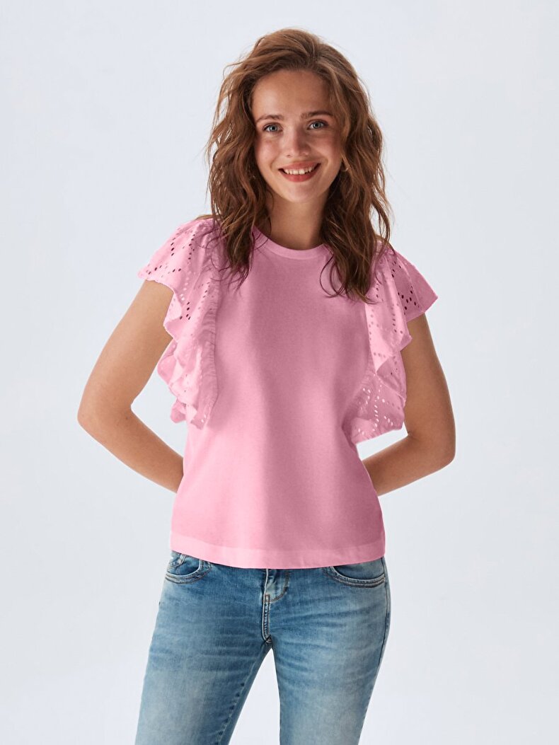 Ruffled Roze T-shi̇rt