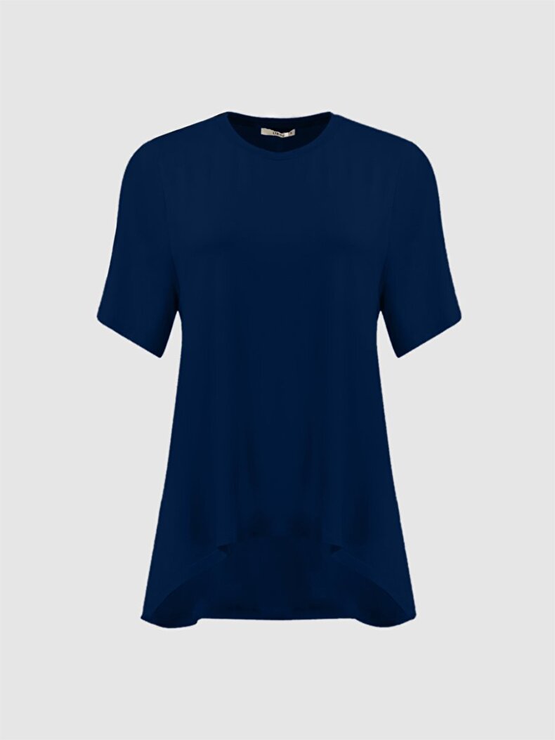 Crew Neck Comfortable Cut Donkerblauw T-shi̇rt