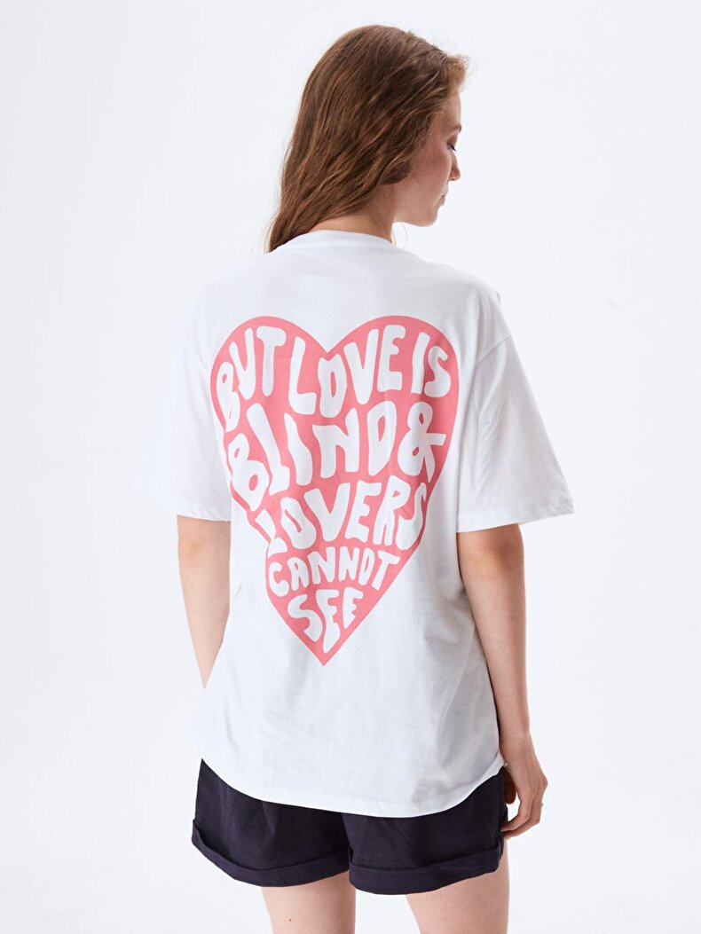 Back Print Graphic Print With Print Comfortable Cut Weiss T-shirt