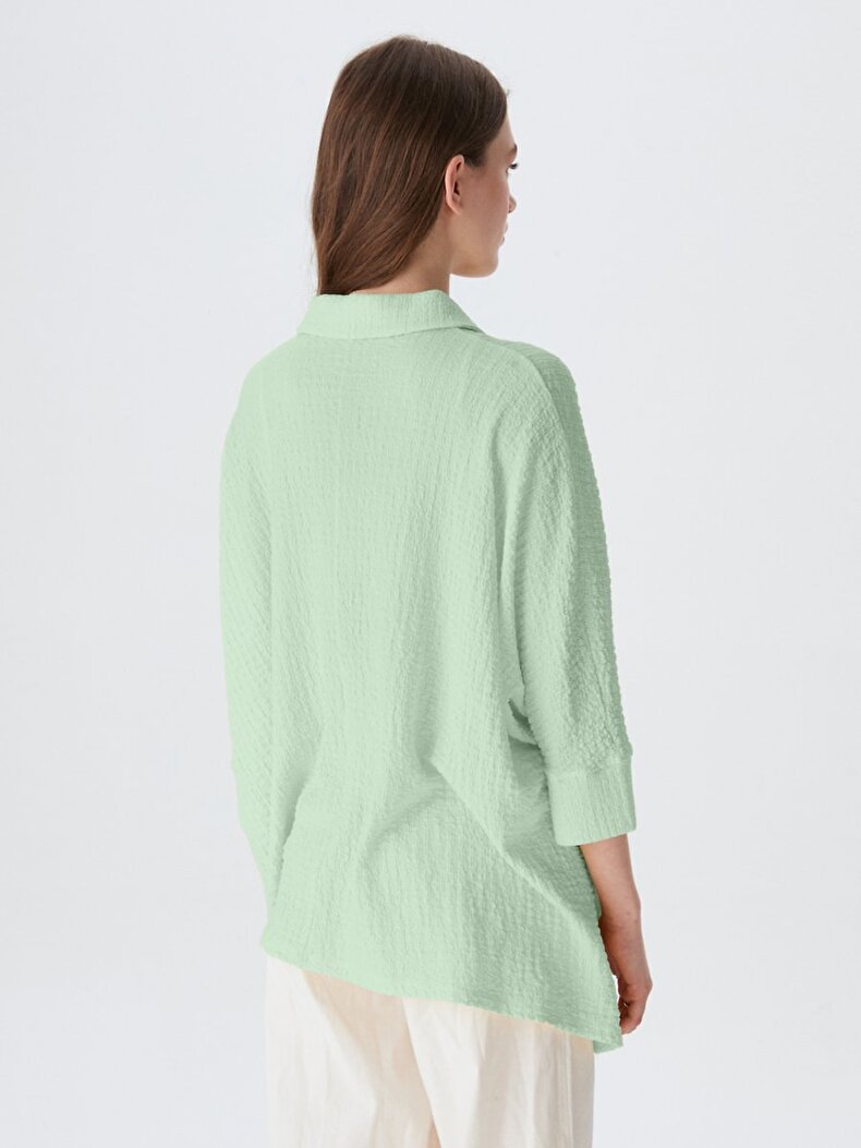 Textured Comfortable Cut Groen Overhemd