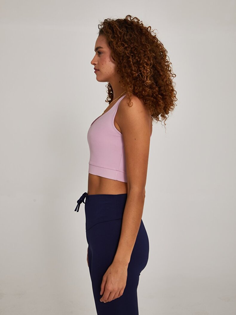 Back Detailed Cropped Pink Athlete