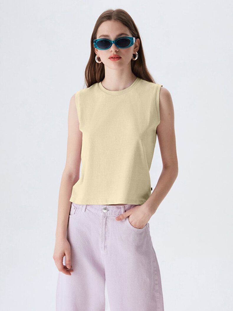 Sleeveless Crew Neck Geel Atleet