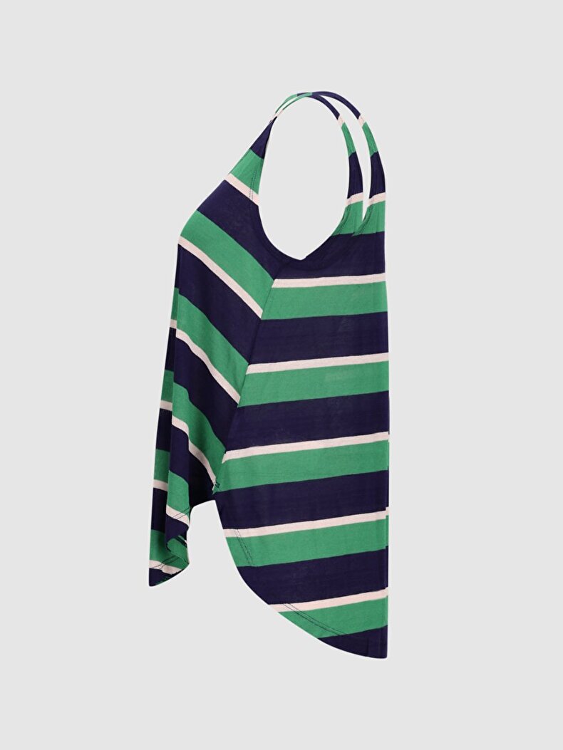 Striped Print Thick Spaghetti Strap Atleet