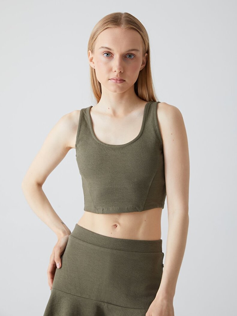 Textured Cropped Green Athlete