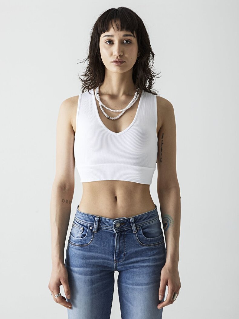 Ribbed Cropped Ball White Athlete