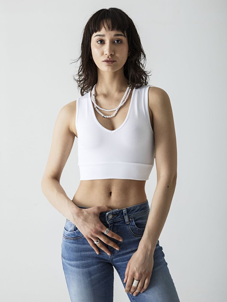 Ribbed Cropped Ball White Athlete