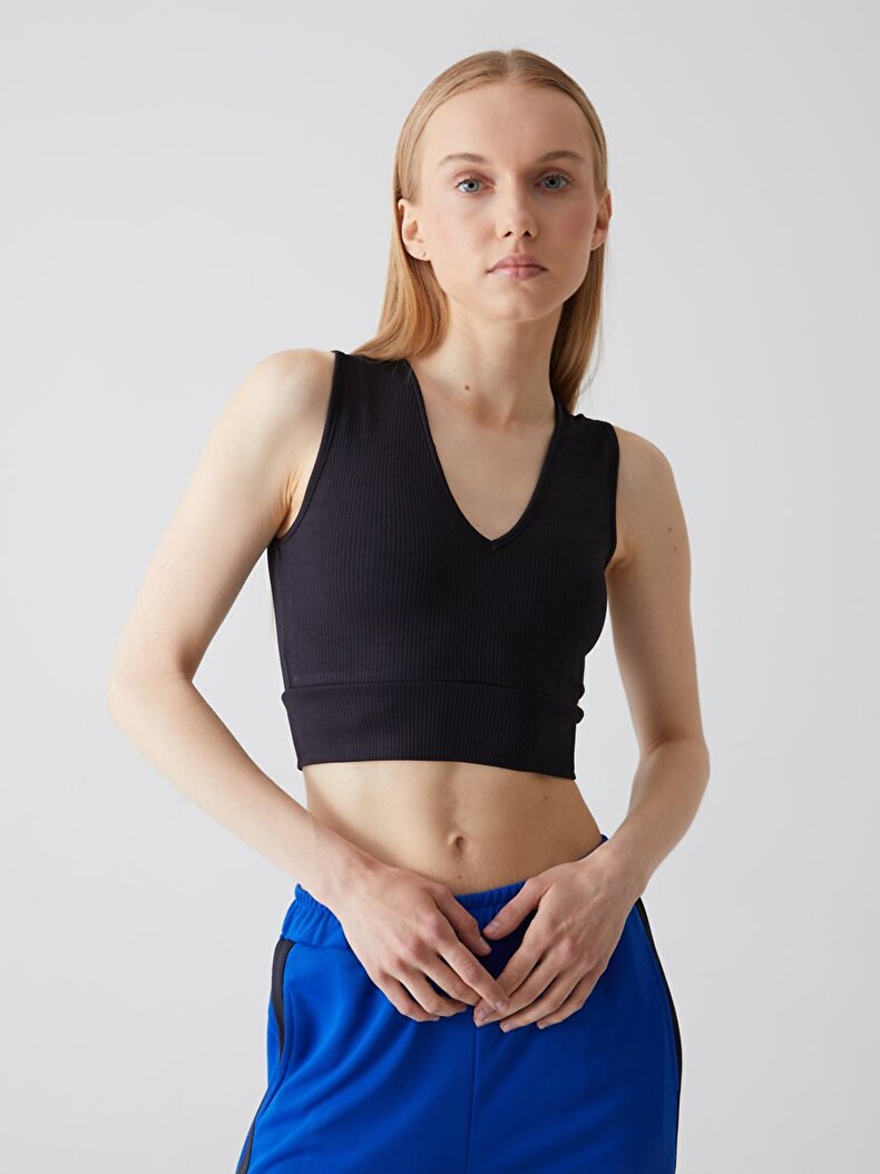 Ribbed Cropped Ball Black Athlete