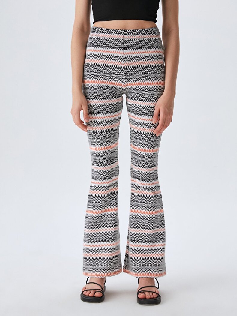 Striped Print Wide Leg Trousers
