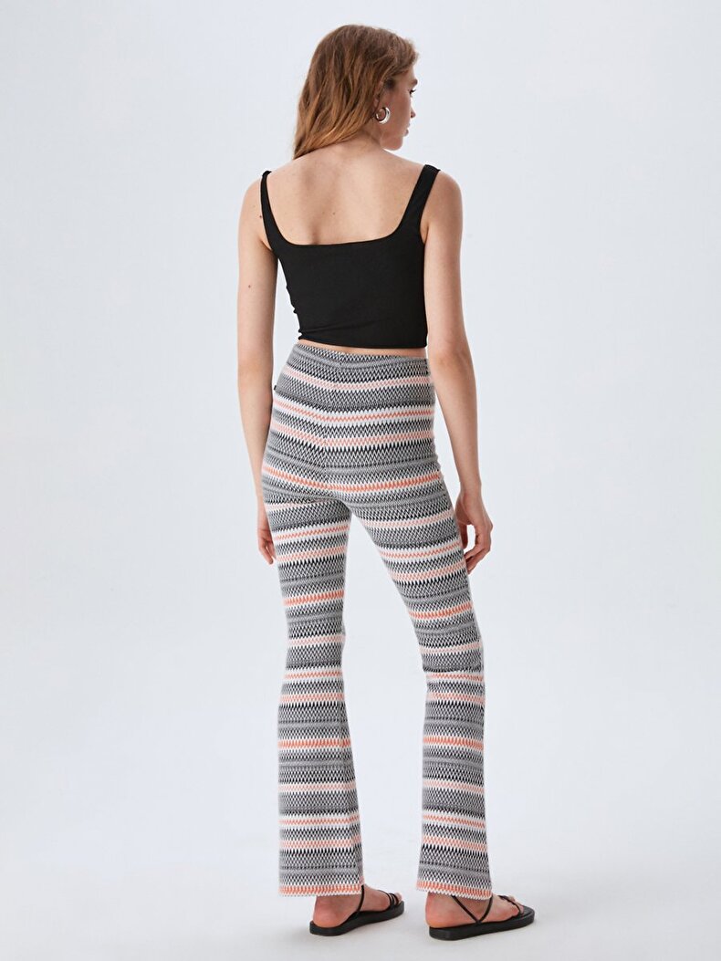 Striped Print Wide Leg Trousers
