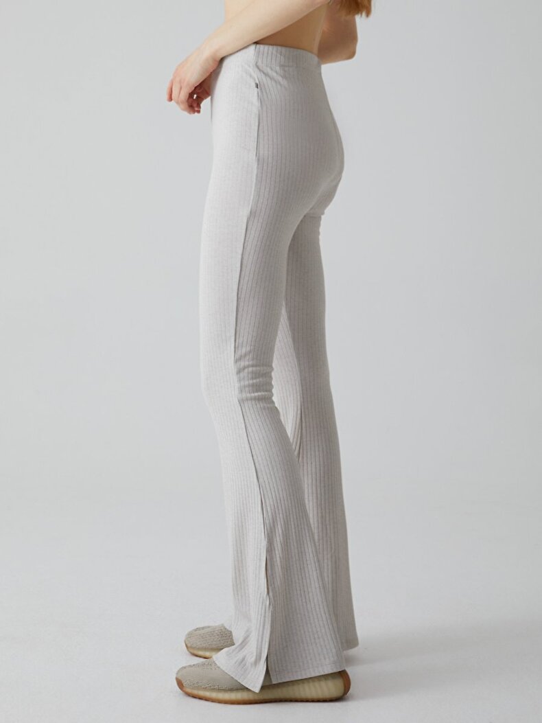 Ribbed Tracksuit Split Beige Trousers