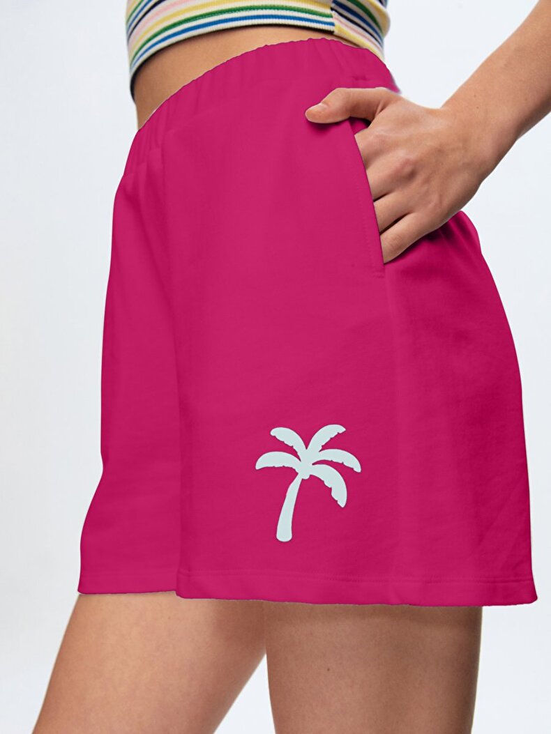 Palmtree With Print Short Pink Shorts