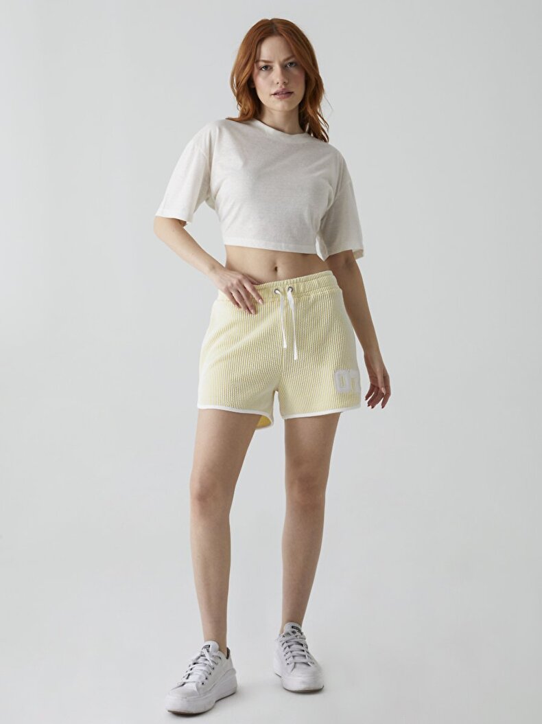 Textured With Patch Shorts
