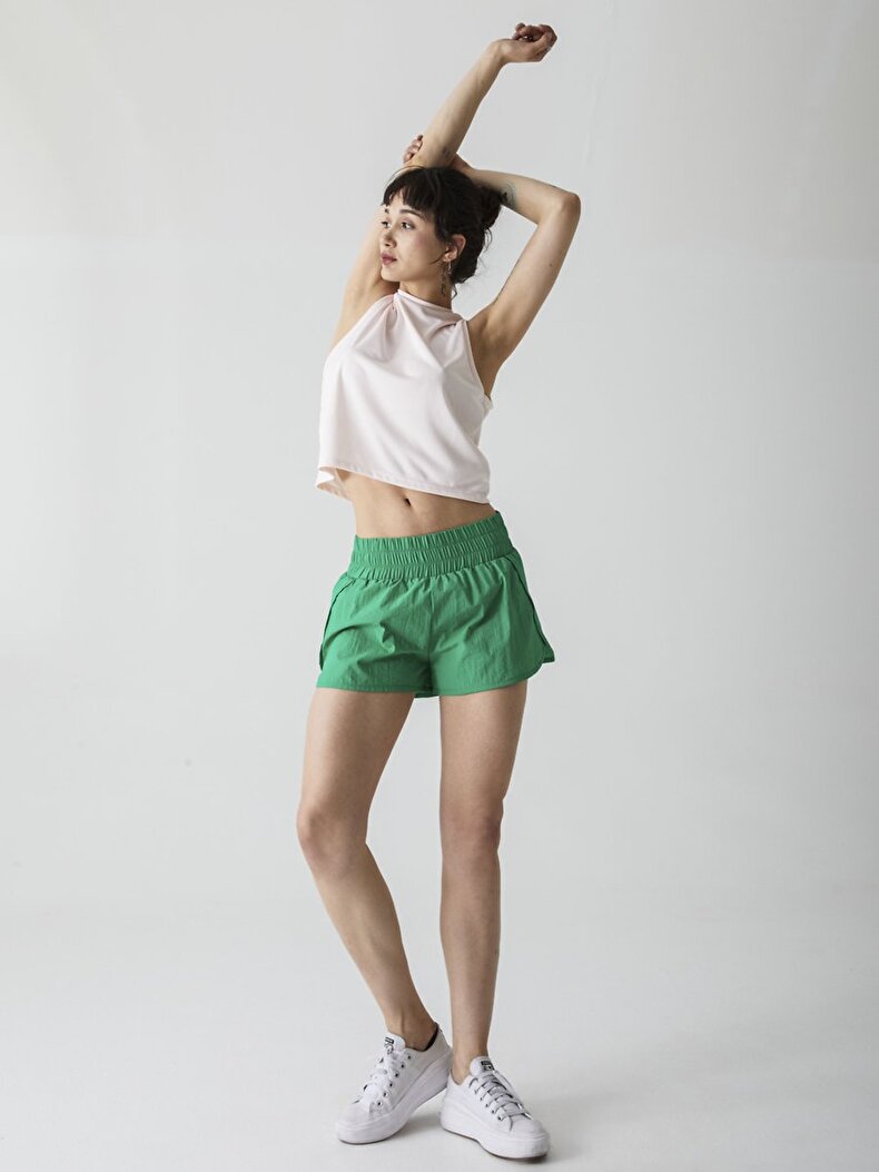 Textured Short Green Shorts