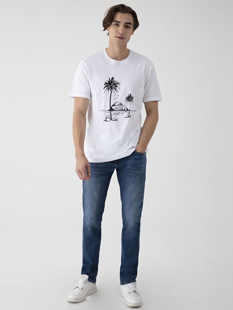 Contrast With Print Weiss T-shirt Contrast With Print Weiss T-shirt