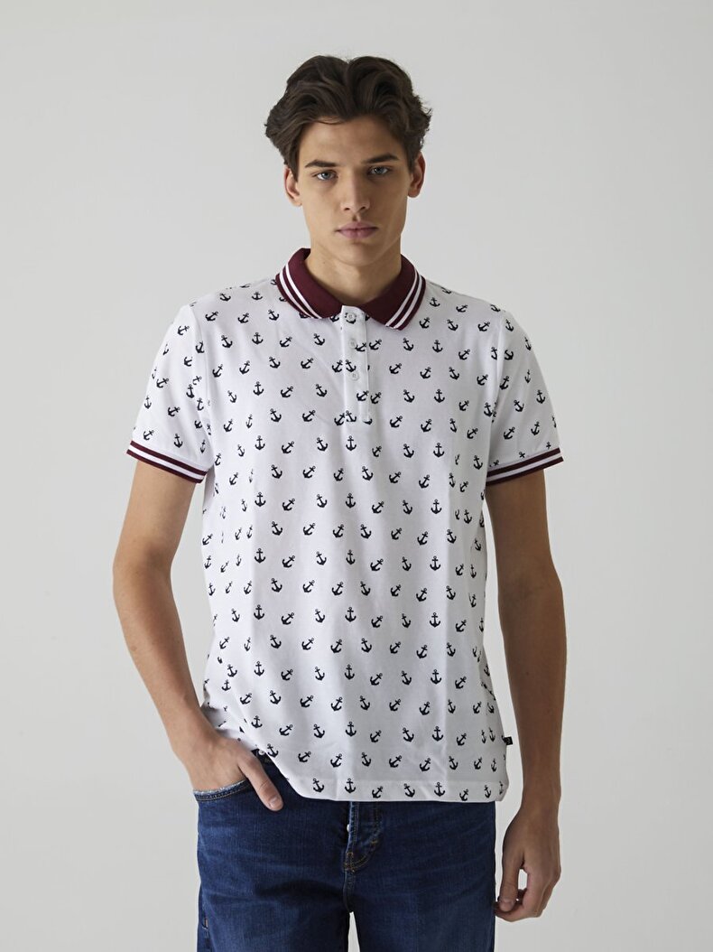 Anchor Pattern Polo T-shirt