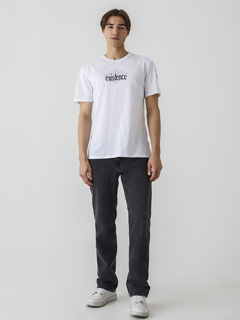 Contrast With Print White T-shirt