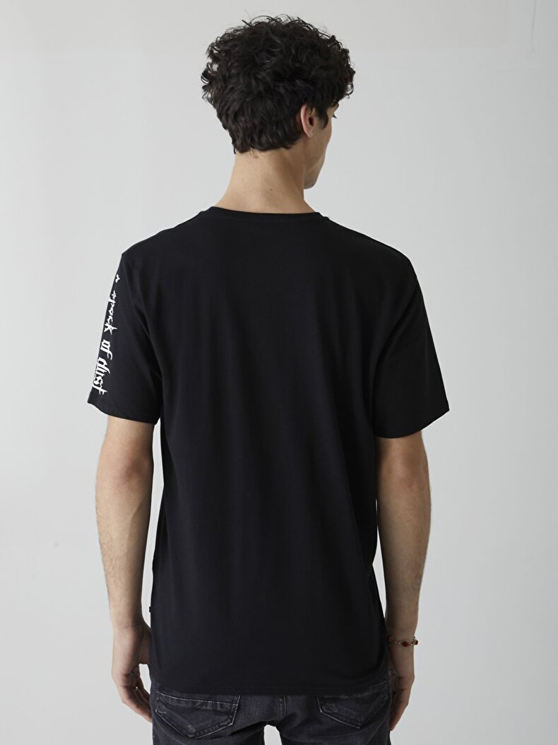 Contrast With Print Black T-shirt
