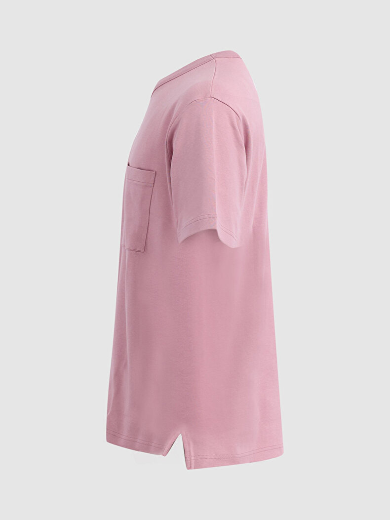 Comfortable Cut With Pockets Pink T-shirt