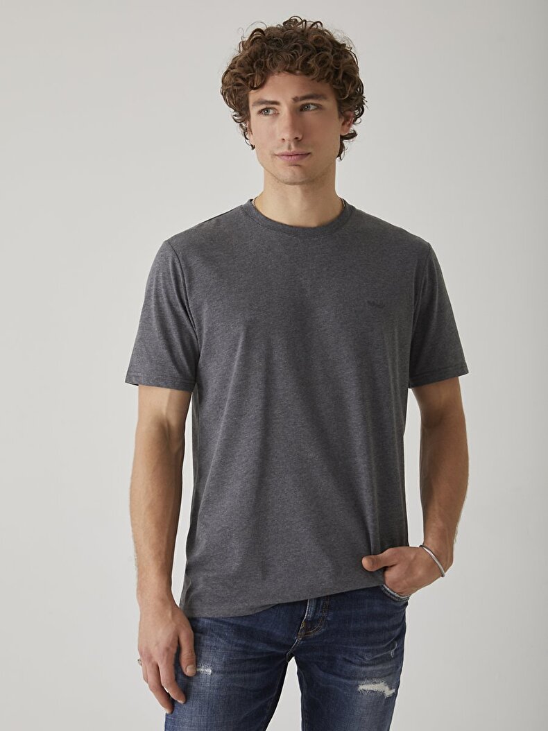 Crew Neck Basic Anthracite T-shirt