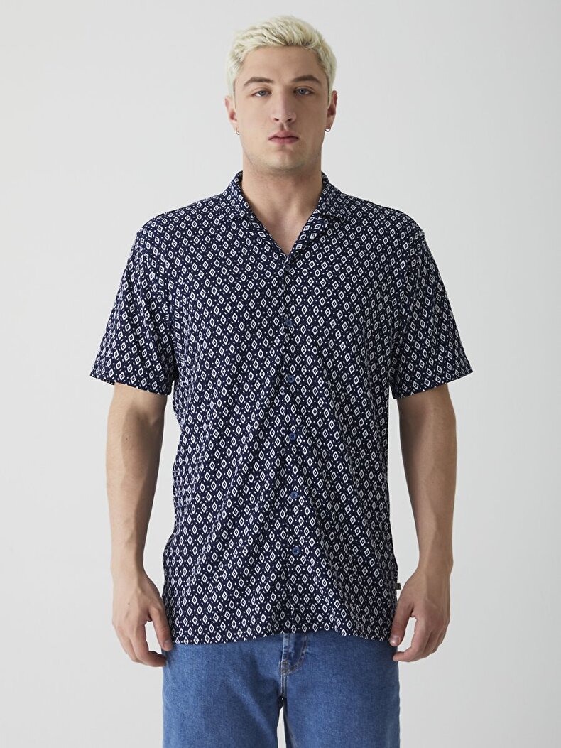 Pattern Textured Navy Shirt