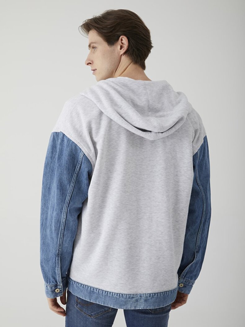 Contrast Denim Grey Sweatshirt