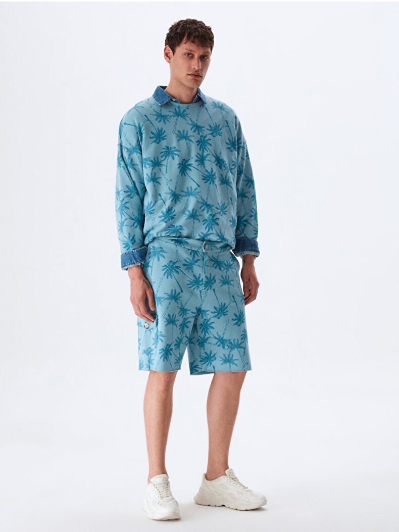 Palmtree Pattern Blue Shorts