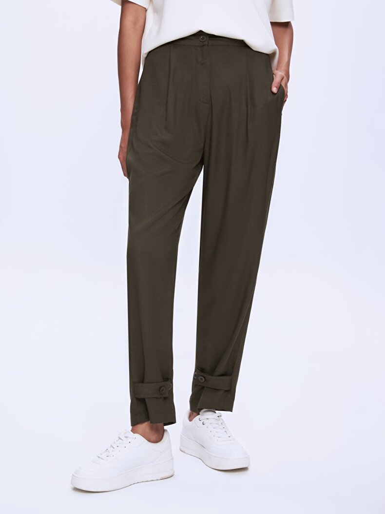 Düz Paça Regular Yeşil Pantolon