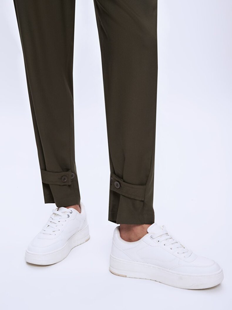 Düz Paça Regular Yeşil Pantolon