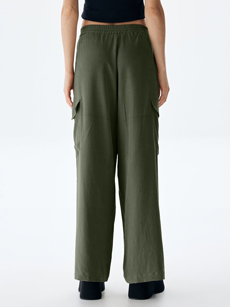 Waist Elastic Cargo Green Trousers