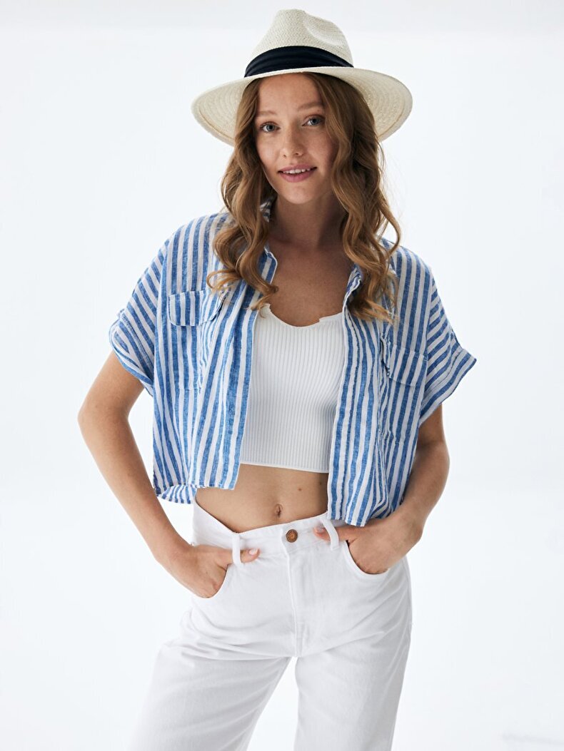 Striped Print With Pockets Overhemd