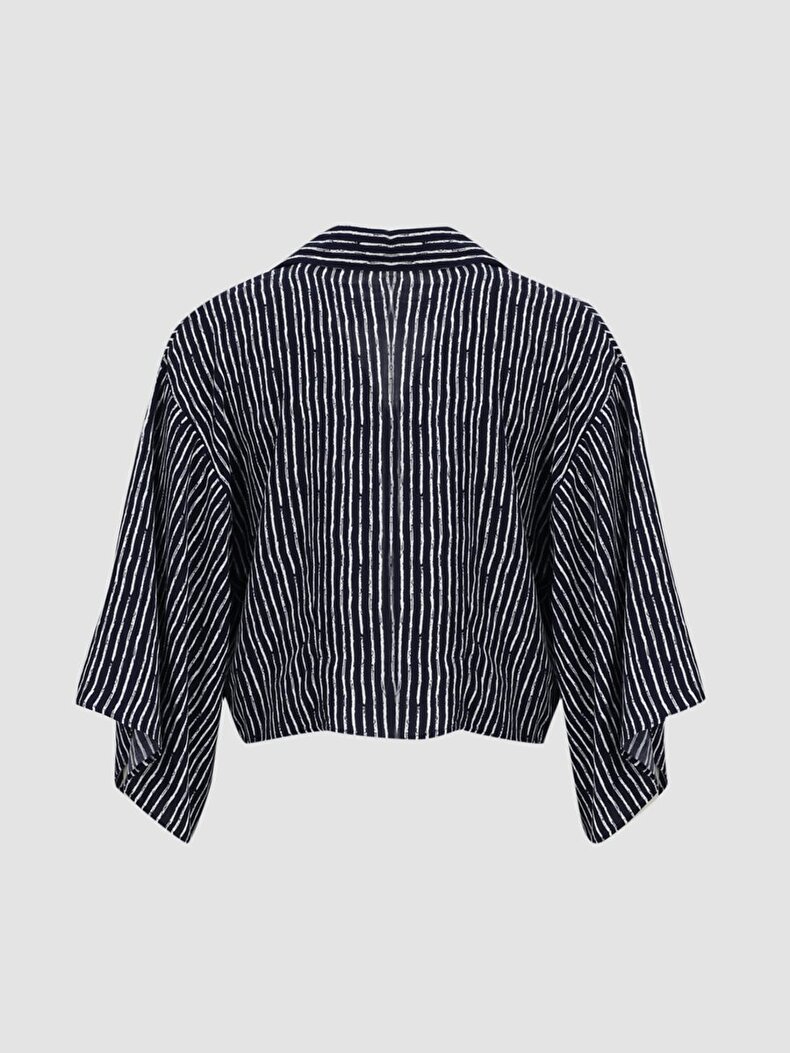 Connected Striped Print Cropped Blouse