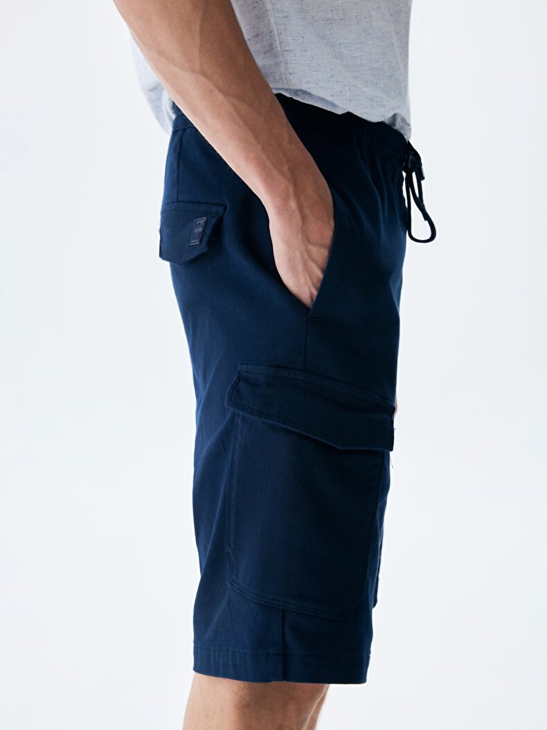 Textured Cargo Navy Shorts
