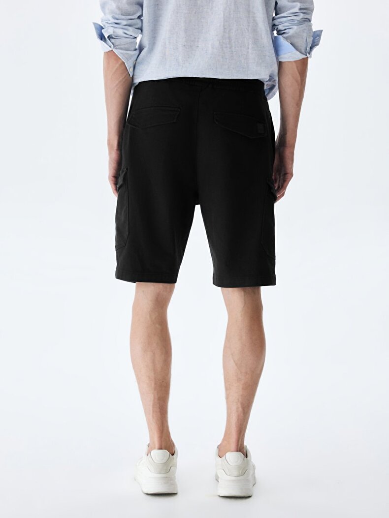 Textured Cargo Black Shorts