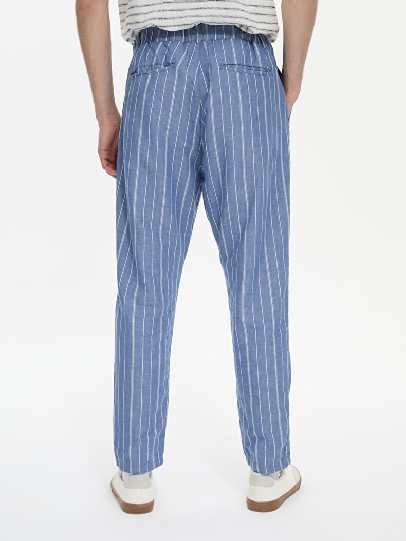 Striped Print Textured Trousers