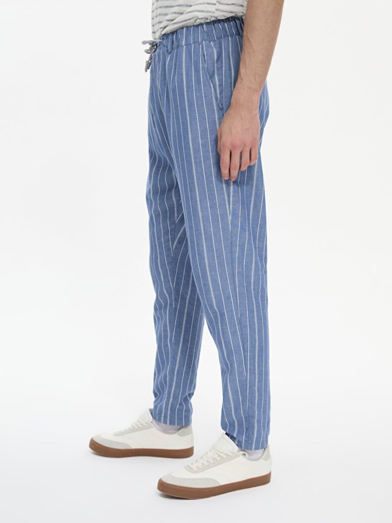 Striped Print Textured Trousers