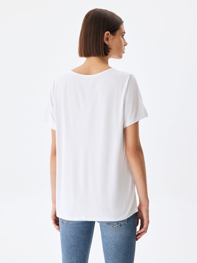 With Pockets Ltb Logo Embroidered White T-shirt