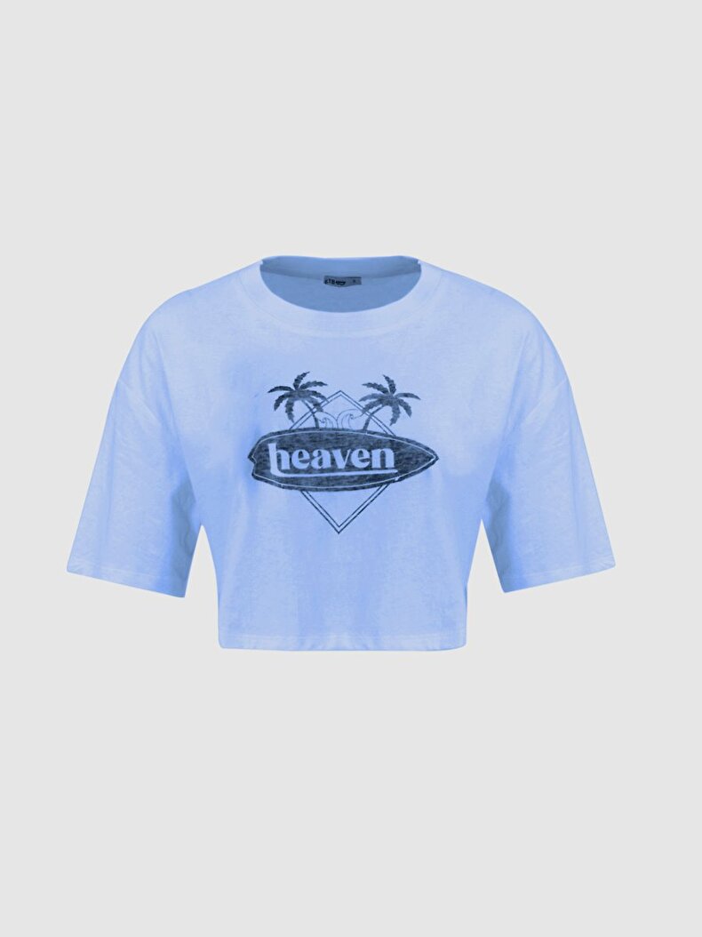 Bleached With Print Blue T-shirt