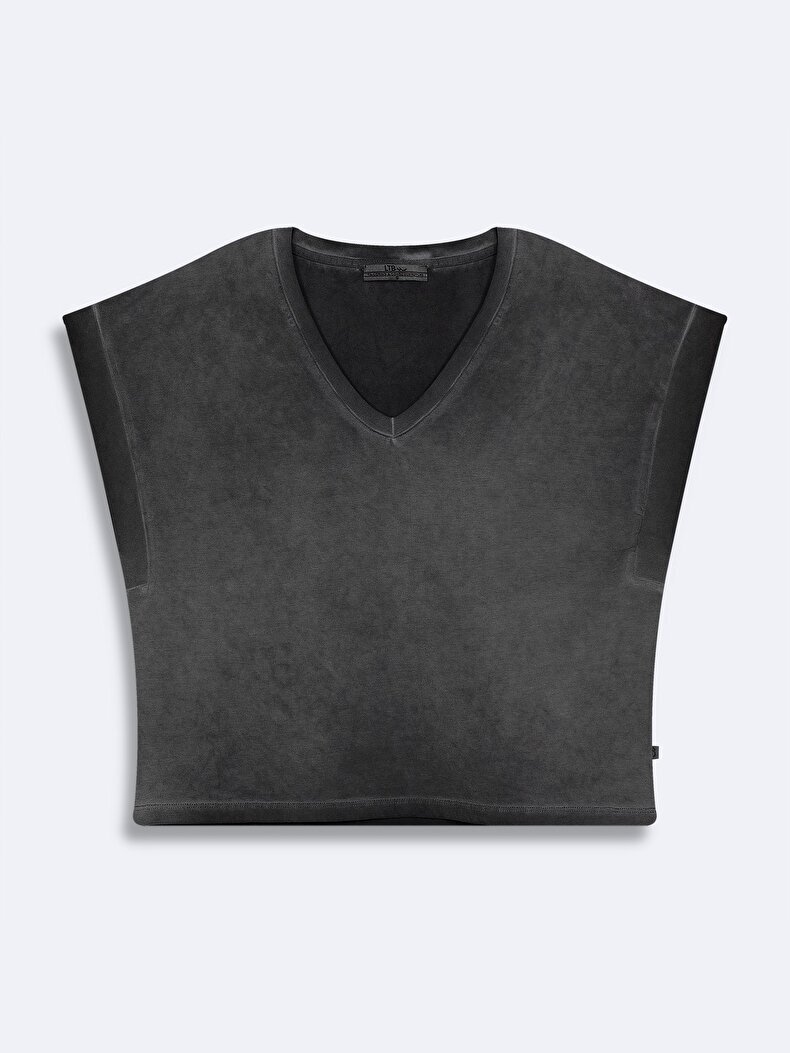 V-neck Bleached Grijs T-shi̇rt