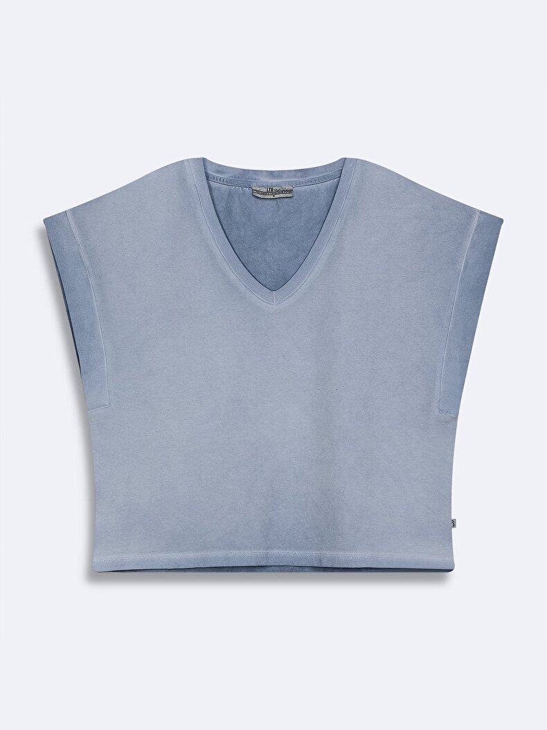 V-neck Bleached Blauw T-shi̇rt
